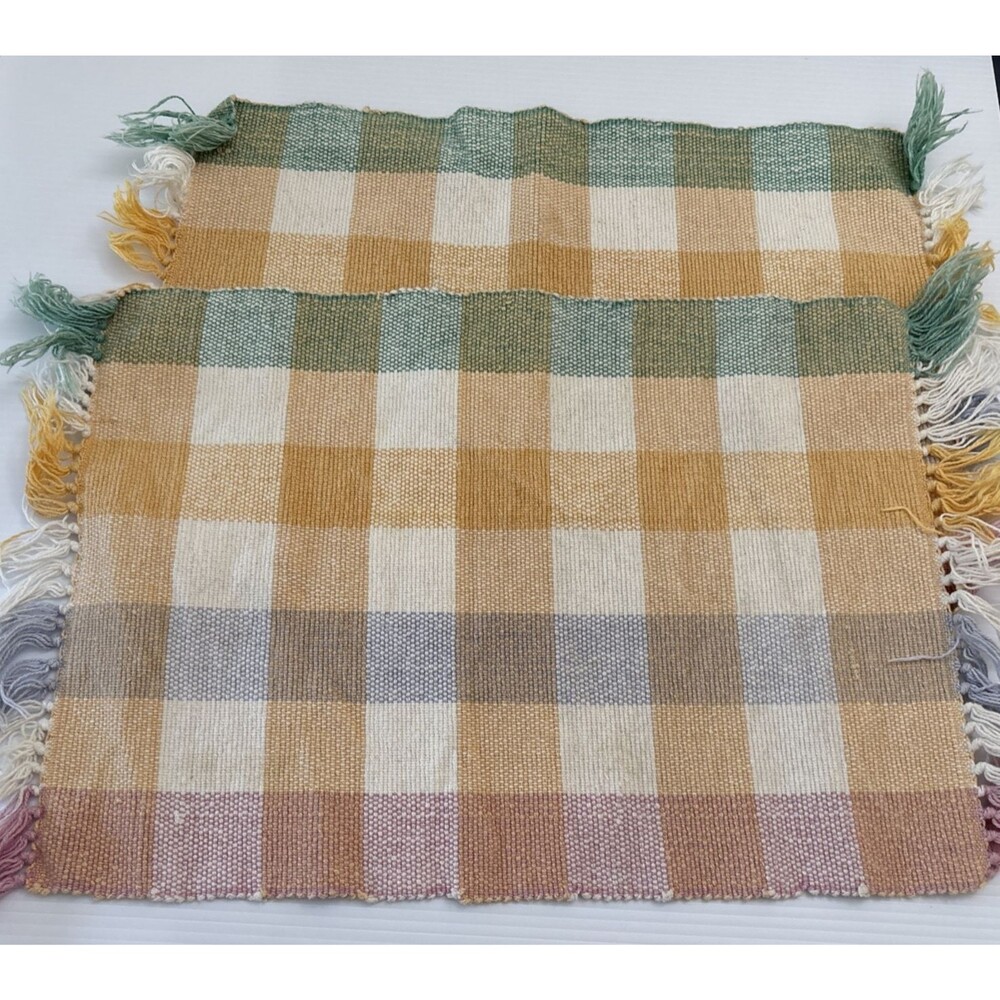 Placemats Set Of Two South-Western Colors Gold,Pink,White And Green